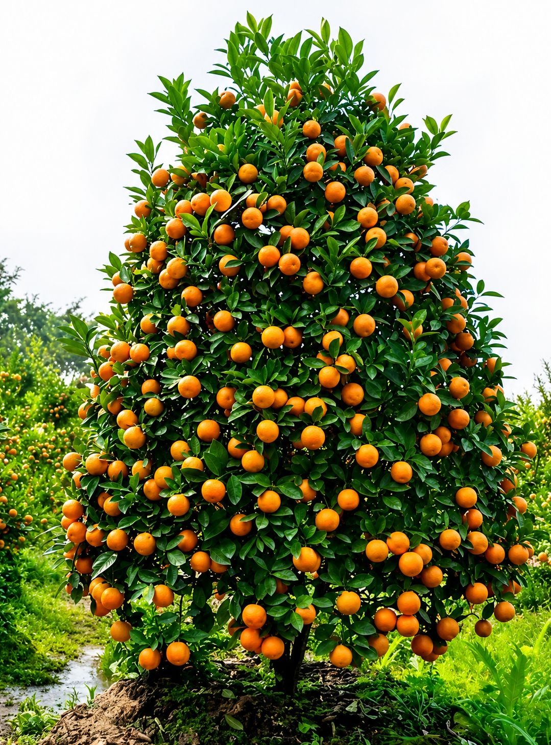 A Jaffa orange tree heavy with fruit